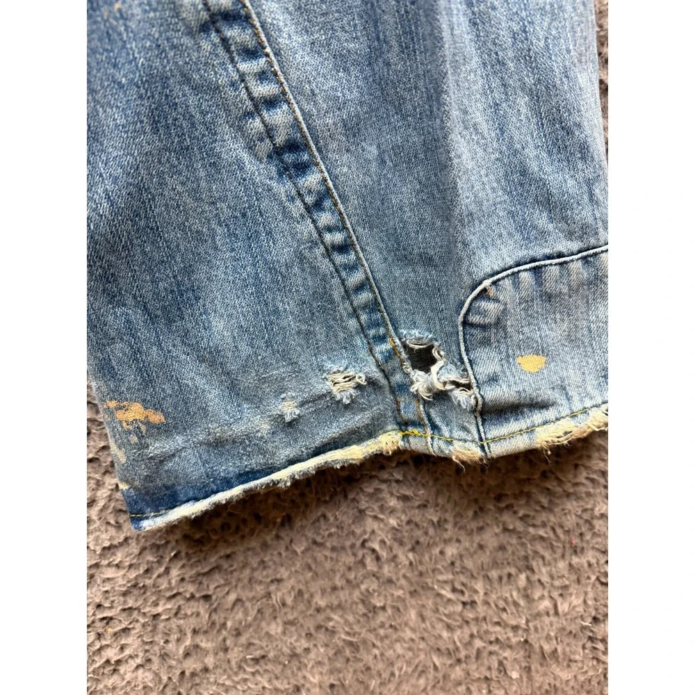 Y2k True Religion Big Rig Stone & Tint Rips Patchwork Denim Jeans Size 36 x 34